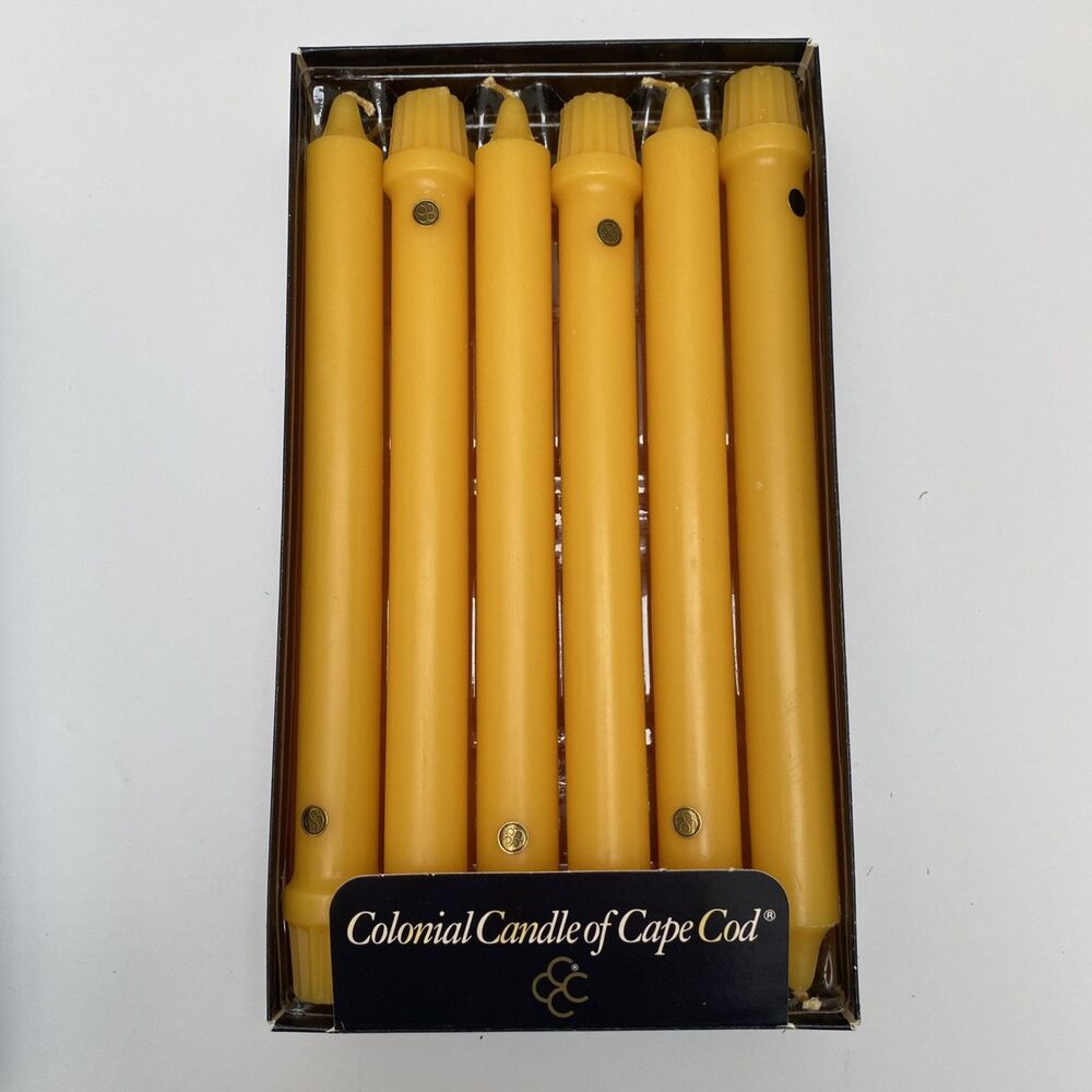 Colonial Candle of Cape Cod 12 Handip 10”  Unscented Yellow Gold Taper Candles